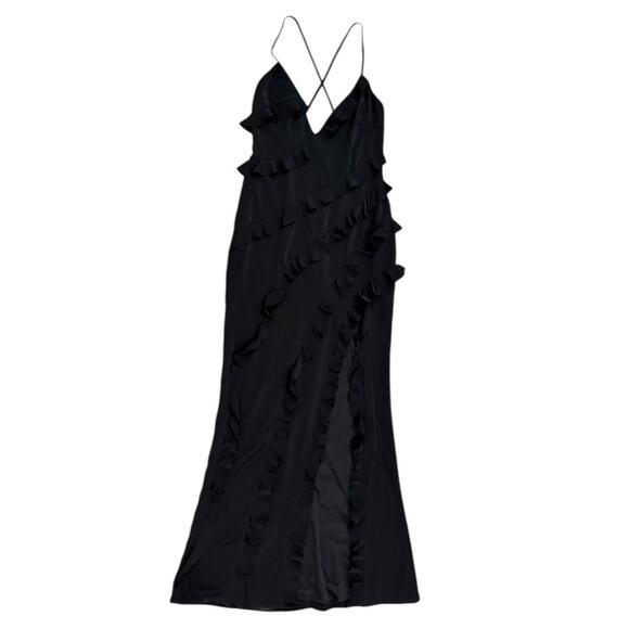 NWT Club L London Run The World Ruffle Maxi Dress In Black - Picture 2 of 9